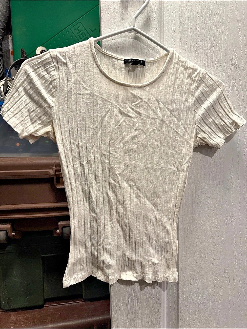 Dynamite Ribbed Short Sleeve Tee in White XS